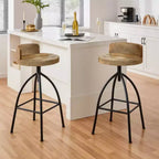 Sgabello girevole regolabile Urban Port 30-35" in stile industriale con schienale e diverse opzioni di altezza Marrone/Nero