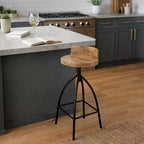 Sgabello girevole regolabile Urban Port 30-35" in stile industriale con schienale e diverse opzioni di altezza Marrone/Nero