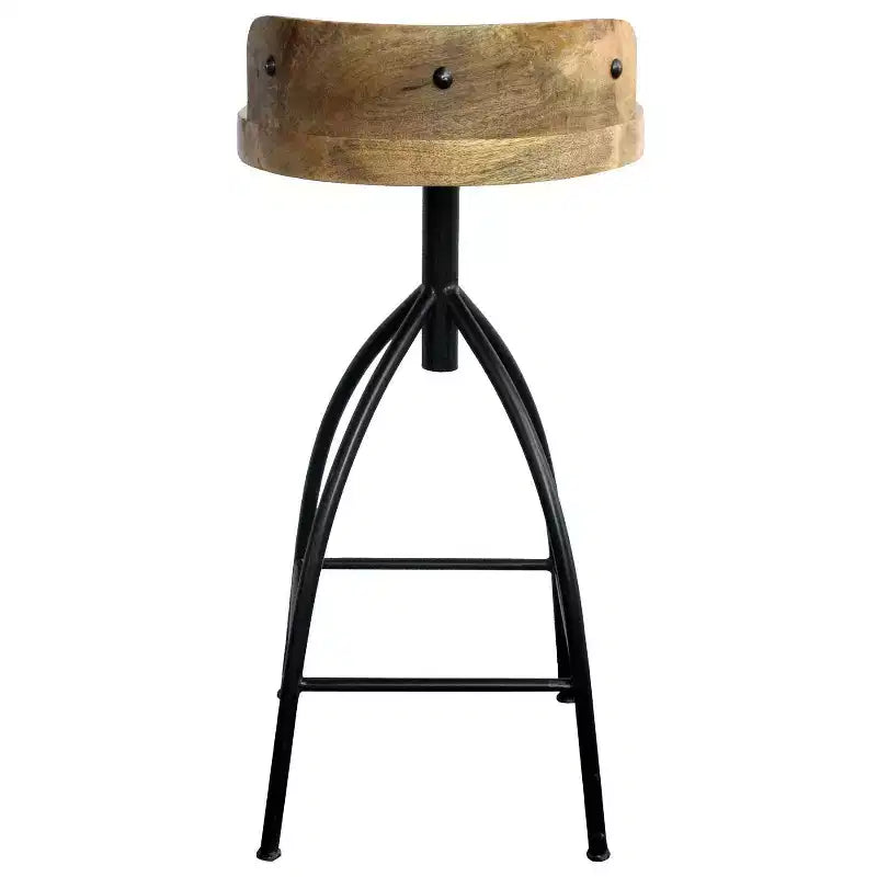 Sgabello girevole regolabile Urban Port 30-35" in stile industriale con schienale e diverse opzioni di altezza Marrone/Nero