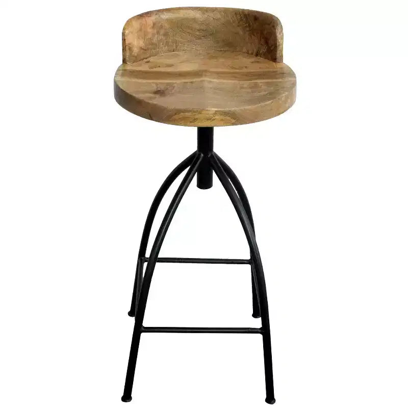 Sgabello girevole regolabile Urban Port 30-35" in stile industriale con schienale e diverse opzioni di altezza Marrone/Nero