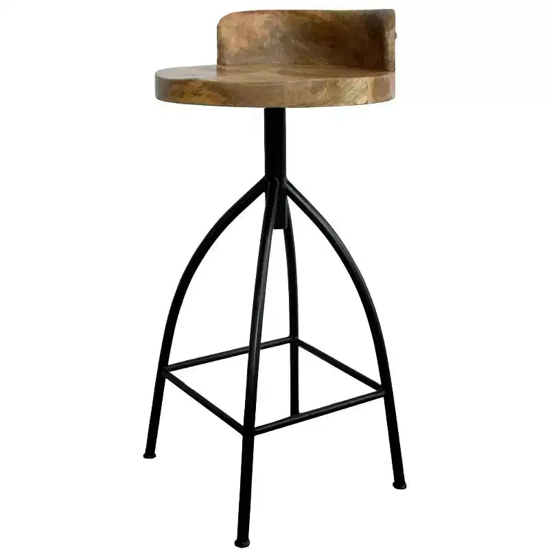 Sgabello girevole regolabile Urban Port 30-35" in stile industriale con schienale e diverse opzioni di altezza Marrone/Nero