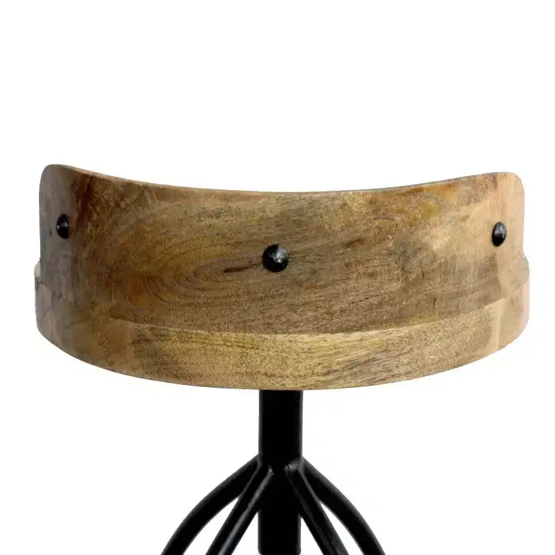 Sgabello girevole regolabile Urban Port 30-35" in stile industriale con schienale e diverse opzioni di altezza Marrone/Nero