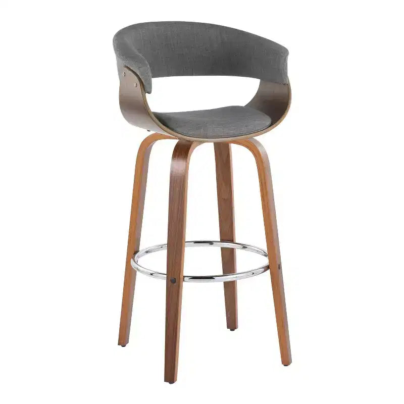 Set di 2 sgabelli da bar vintage moderni Noce/Cromo/Grigio chiaro - LumiSource