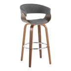 Set di 2 sgabelli da bar vintage moderni Noce/Cromo/Grigio chiaro - LumiSource