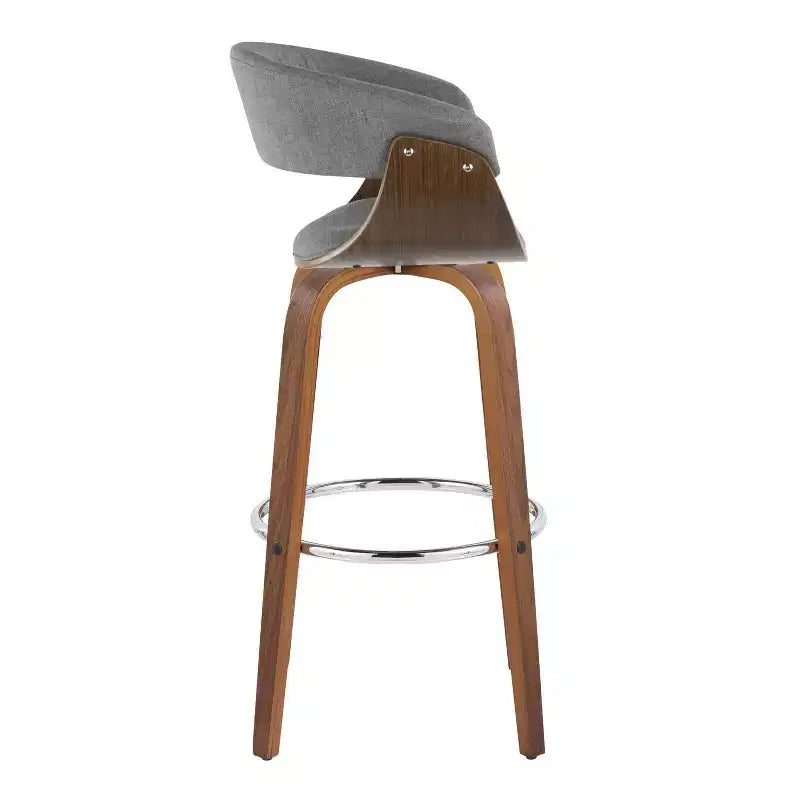 Set di 2 sgabelli da bar vintage moderni Noce/Cromo/Grigio chiaro - LumiSource