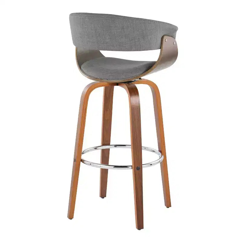 Set di 2 sgabelli da bar vintage moderni Noce/Cromo/Grigio chiaro - LumiSource