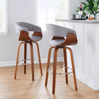 Set di 2 sgabelli da bar vintage moderni Noce/Cromo/Grigio chiaro - LumiSource