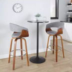 Set di 2 sgabelli da bar vintage moderni Noce/Cromo/Grigio chiaro - LumiSource