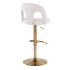 LumiSource Set di 2 sgabelli da bar regolabili Ava in tessuto oro/bianco