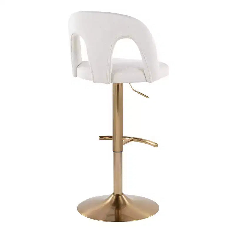 LumiSource Set di 2 sgabelli da bar regolabili Ava in tessuto oro/bianco