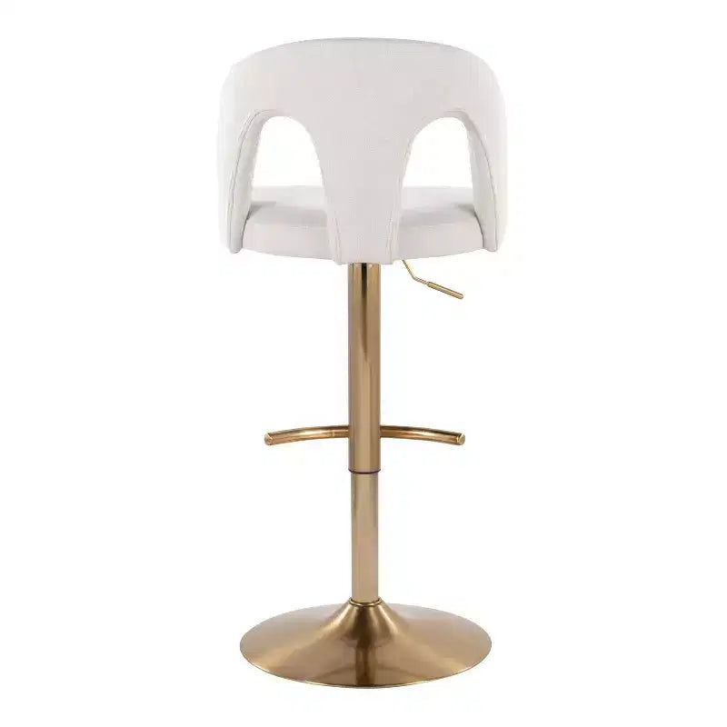 LumiSource Set di 2 sgabelli da bar regolabili Ava in tessuto oro/bianco