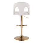 LumiSource Set di 2 sgabelli da bar regolabili Ava in tessuto oro/bianco