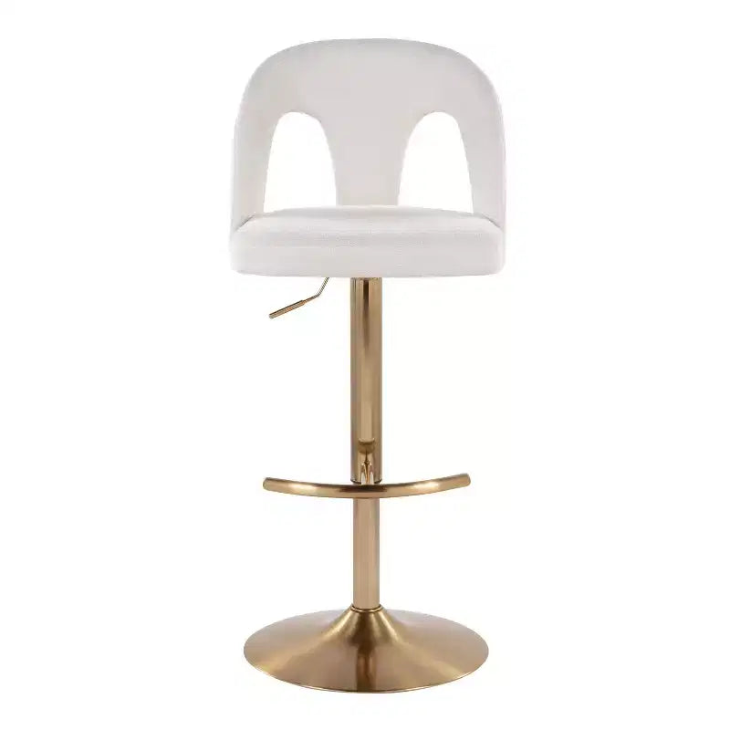 LumiSource Set di 2 sgabelli da bar regolabili Ava in tessuto oro/bianco