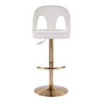 LumiSource Set di 2 sgabelli da bar regolabili Ava in tessuto oro/bianco