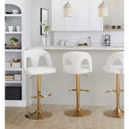 LumiSource Set di 2 sgabelli da bar regolabili Ava in tessuto oro/bianco