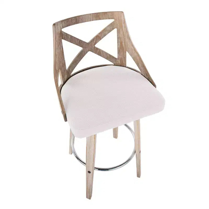 Set di 2 sgabelli da bar Charlotte: altezza fissa, sedile girevole, schienale a X - LumiSource