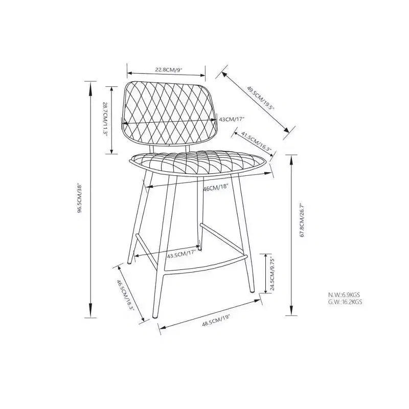 Set di 2 sgabelli da bar WyndenHall Skyla altezza bancone grigio antracite: Dettaglio a rombi trapuntato, Struttura in compensato, Imbottitura in schiuma