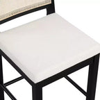 Nathan James Bailey Sgabello da bar con schienale curvo, altezza bancone, legno nero rovere rattan bouclé crema: Elegante seduta da 61 cm, struttura in legno di gomma