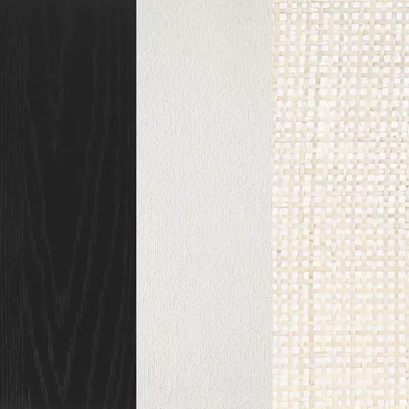 Nathan James Bailey Sgabello da bar con schienale curvo, altezza bancone, legno nero rovere rattan bouclé crema: Elegante seduta da 61 cm, struttura in legno di gomma