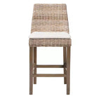bali & pari Toby Rattan and Mahogany Wood Counter Height Barstool Kubu Gray/Rustic Taupe