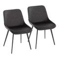 LumiSource Set of 2 Outlaw Two Tone Fabric Accent Chairs Black Metal/Black PU/Gray