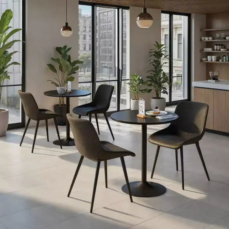 LumiSource Set di 2 sedie accentate in tessuto bicolore Outlaw, metallo nero/PU nero/grigio