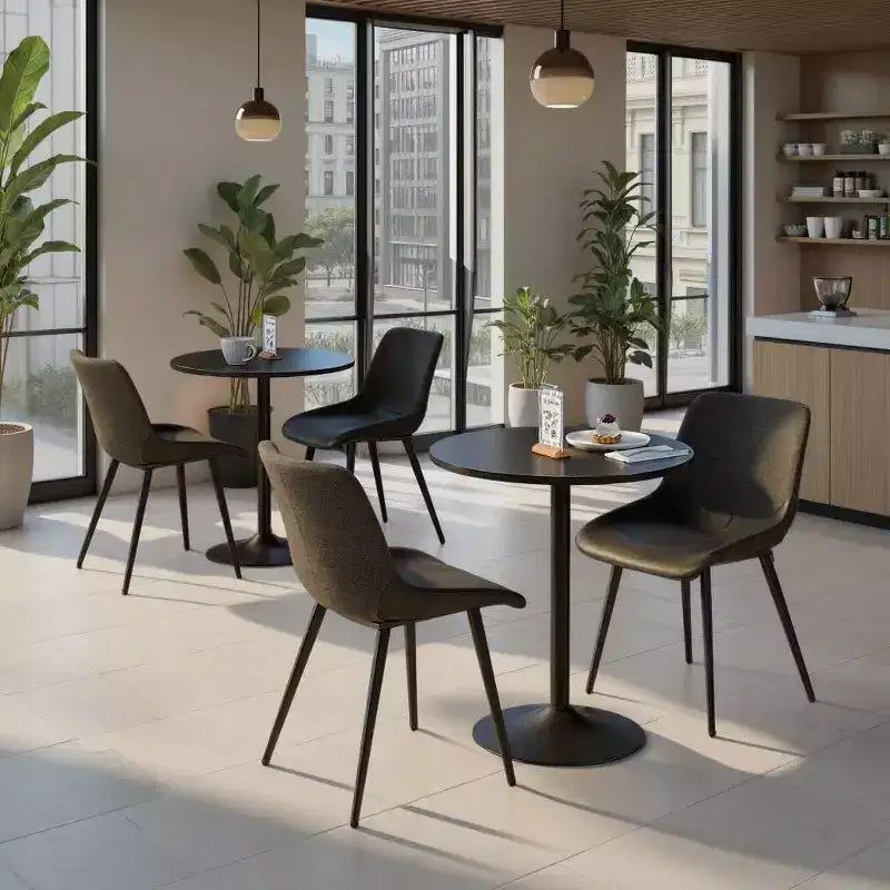 LumiSource Set di 2 sedie accentate in tessuto bicolore Outlaw, metallo nero/PU nero/grigio