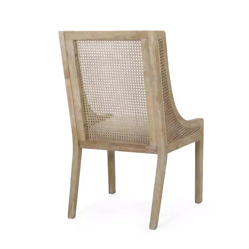 Christopher Knight Home Set di 2 Sedie da Pranzo Imbottite Maurers in Rattan e Legno Beige/Naturale