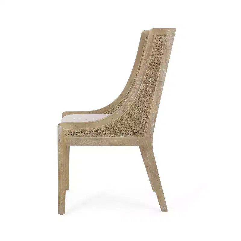 Christopher Knight Home Set di 2 Sedie da Pranzo Imbottite Maurers in Rattan e Legno Beige/Naturale