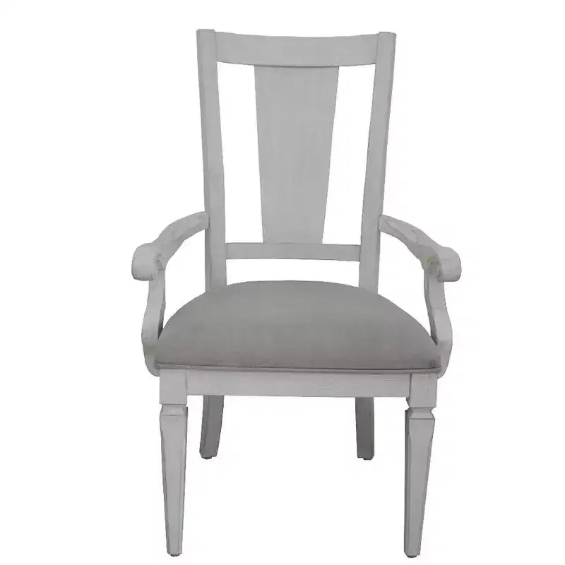 Sedia da pranzo Katia Acme Furniture in lino grigio chiaro/finitura bianco anticato