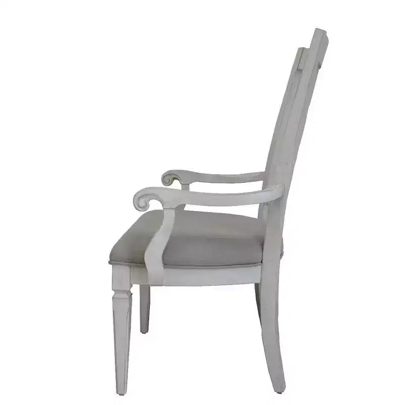 Sedia da pranzo Katia Acme Furniture in lino grigio chiaro/finitura bianco anticato