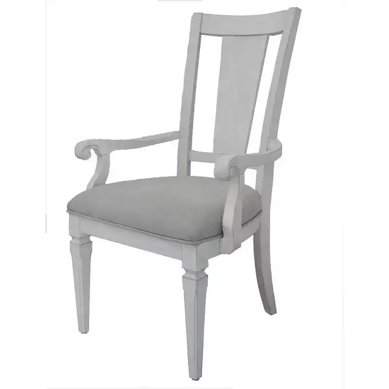 Sedia da pranzo Katia Acme Furniture in lino grigio chiaro/finitura bianco anticato