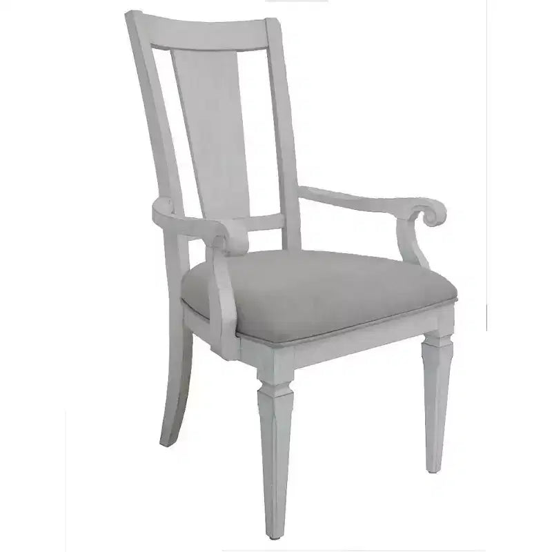 Sedia da pranzo Katia Acme Furniture in lino grigio chiaro/finitura bianco anticato