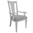 Sedia da pranzo Katia Acme Furniture in lino grigio chiaro/finitura bianco anticato