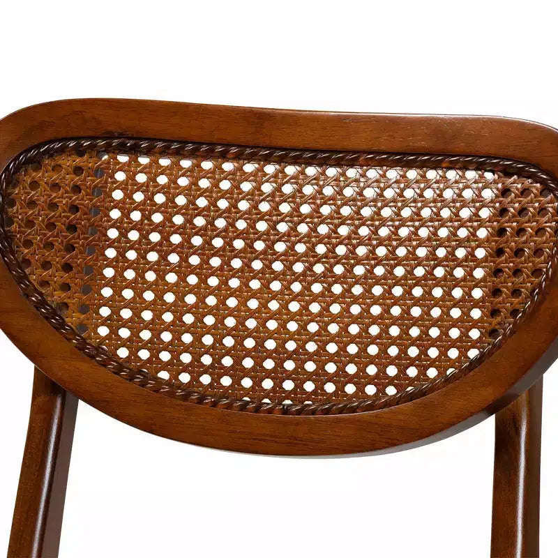 Baxton Studio, set da 2 sedie da pranzo Hesper in legno e rattan, noce scuro/marrone chiaro: metà secolo, schienale a mezzaluna, gambe angolate