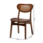 Baxton Studio, set da 2 sedie da pranzo Hesper in legno e rattan, noce scuro/marrone chiaro: metà secolo, schienale a mezzaluna, gambe angolate
