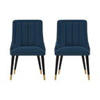 Set of 2 Eda Modern Velvet Upholstered Dining Chairs Midnight Blue - Manhattan Comfort