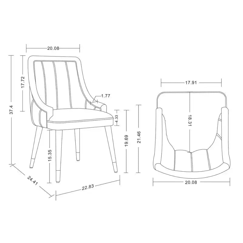 Set di 2 sedie da pranzo Eda moderne in velluto imbottite blu notte - Manhattan Comfort