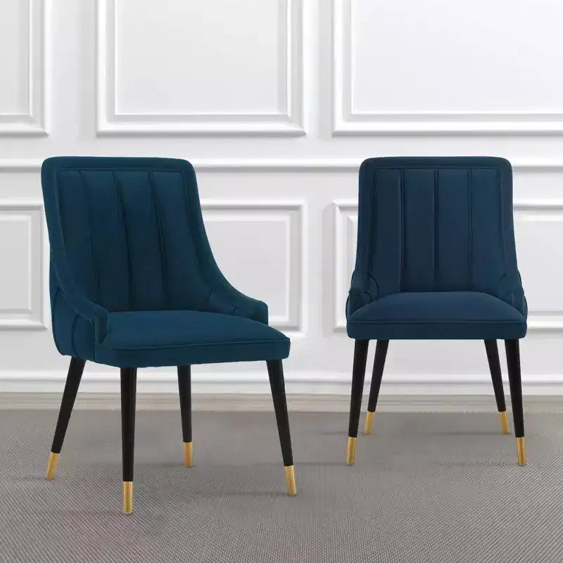 Set di 2 sedie da pranzo Eda moderne in velluto imbottite blu notte - Manhattan Comfort