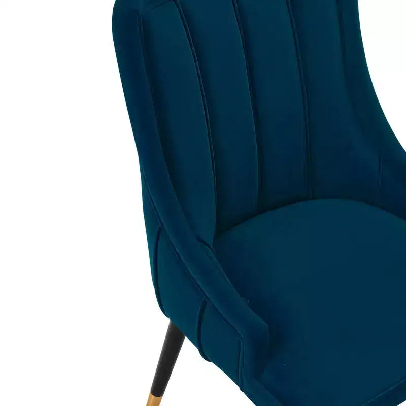 Set di 2 sedie da pranzo Eda moderne in velluto imbottite blu notte - Manhattan Comfort