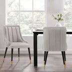 Eda Modern Velvet and Leatherette Upholstered Dining Chair Gray - Manhattan Comfort