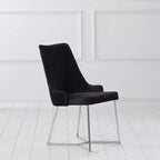 HOMES: Inside + Out Set of 2 Chander Glam Microfiber Upholstered Dining Chairs Black