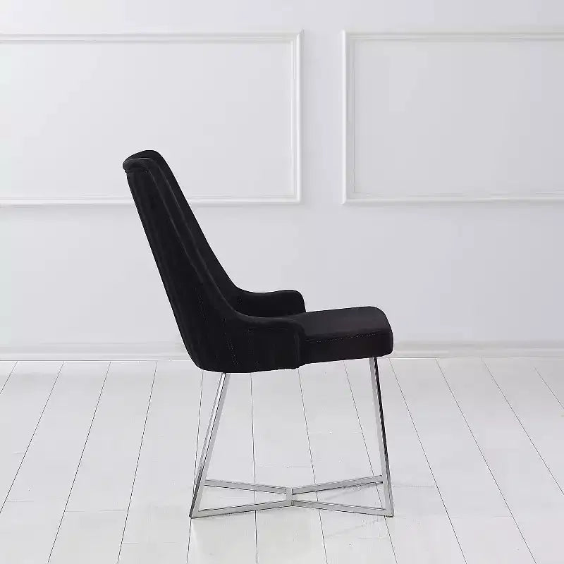 HOMES: Inside + Out Set di 2 sedie da pranzo Chander Glam in microfibra imbottita, nere