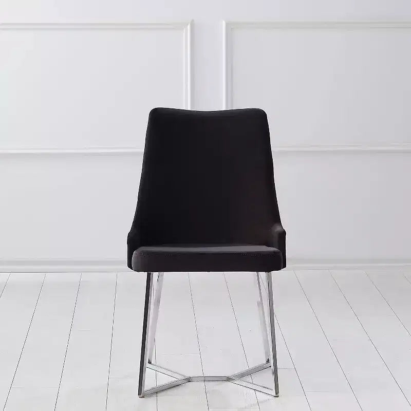 HOMES: Inside + Out Set di 2 sedie da pranzo Chander Glam in microfibra imbottita, nere