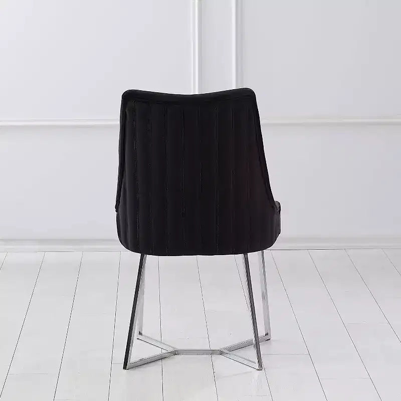 HOMES: Inside + Out Set di 2 sedie da pranzo Chander Glam in microfibra imbottita, nere