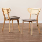 Baxton Studio, sedie da pranzo Dannell, 2 pz., tessuto e legno, grigio/rovere naturale/marrone chiaro: rivestimento in poliestere, telaio in legno di gomma