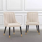 Set of 2 Eda Modern Velvet Upholstered Dining Chairs Cream - Manhattan Comfort