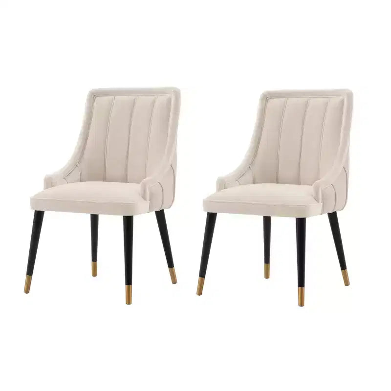 Set di 2 sedie da pranzo Eda moderne imbottite in velluto color crema - Manhattan Comfort