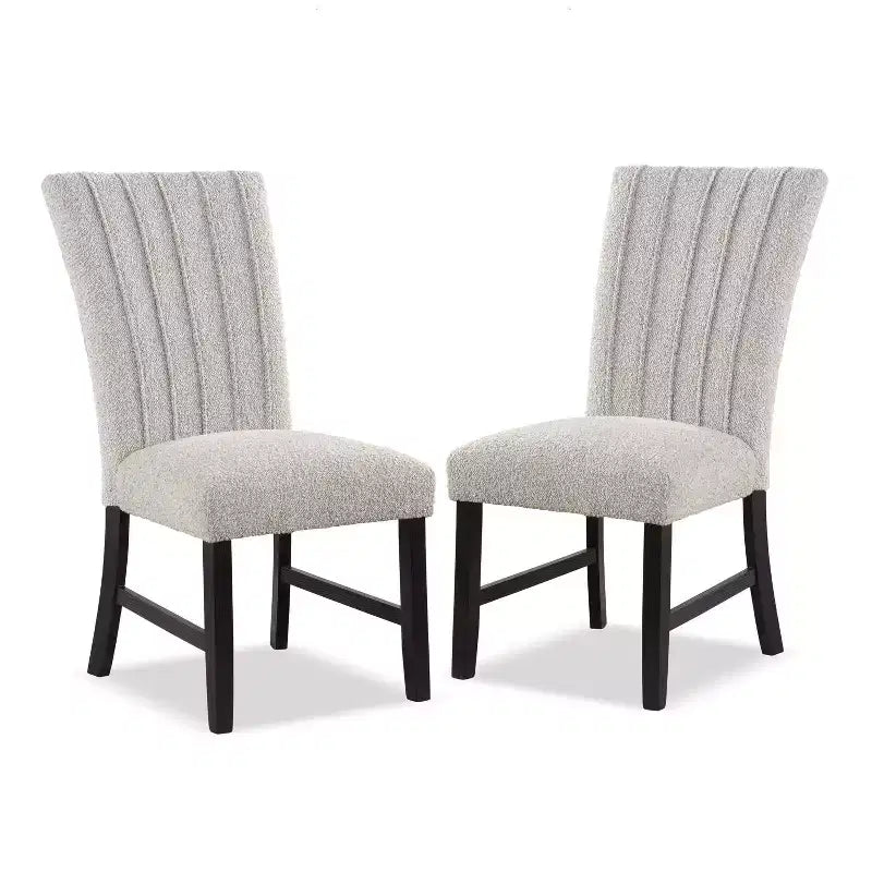 HOMES: Inside + Out Set di 2 sedie da pranzo moderne imbottite in boucle Rosethorn Grigio