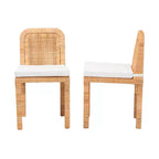 2 sedie da pranzo Zariah in rattan e legno di mogano bianco/marrone naturale - Baxton Studio: Realizzate a mano, imbottite, nessun assemblaggio richiesto